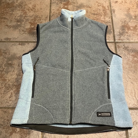 REI women’s polartec blue/gray two-tone full zip fleece vest size small - Picture 1 of 5